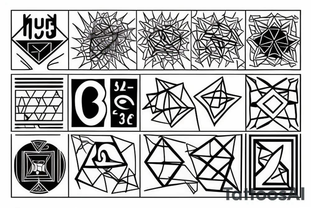 the number 3 % inside a geometric shape tattoo idea