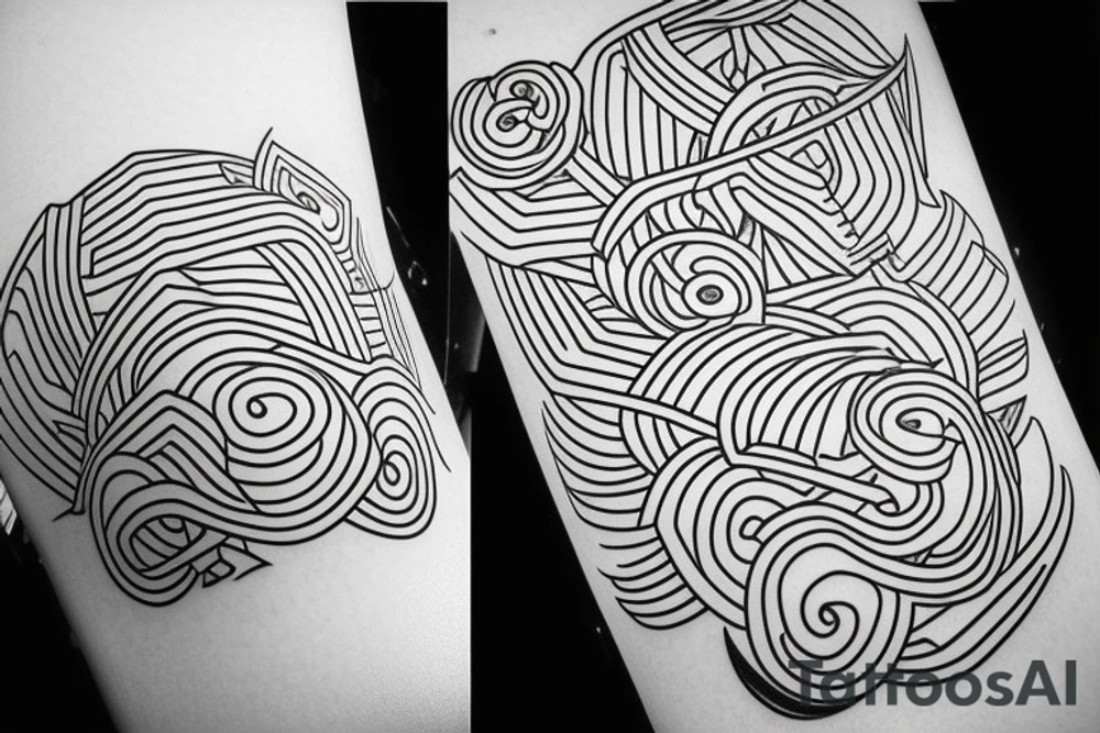 White line work on black, geometric design, flowers tattoo idea