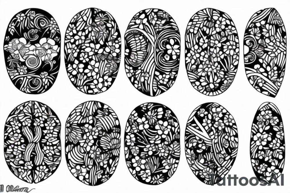 White flower line work on black, geometric design tattoo idea