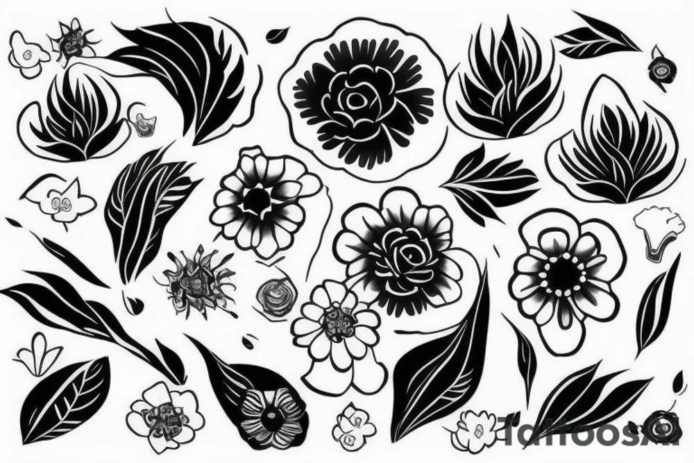 White flower on black tattoo idea