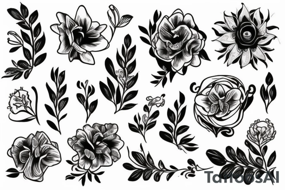 White flowers on black tattoo idea
