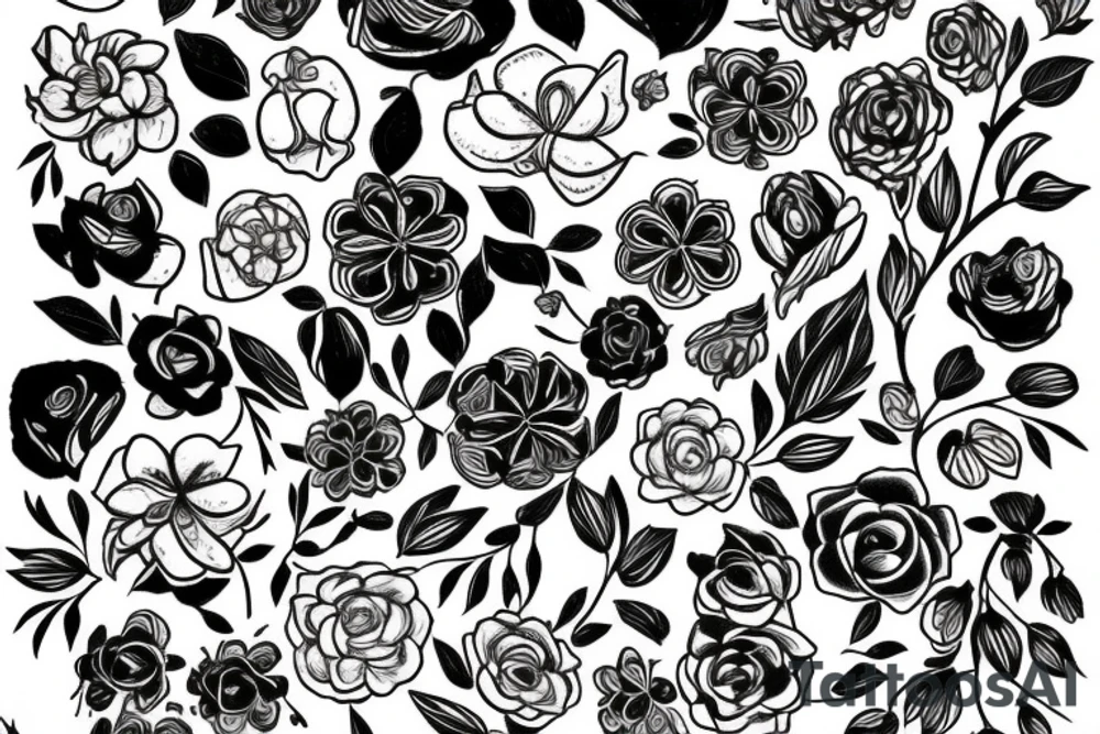 White flowers on black tattoo idea