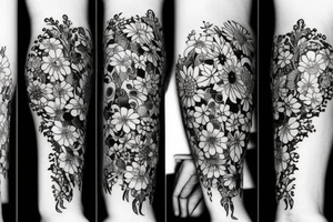 White flowers on black that wraps around arm tattoo idea