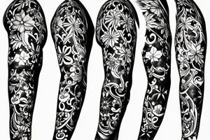 White flowers on black that wraps around arm tattoo idea
