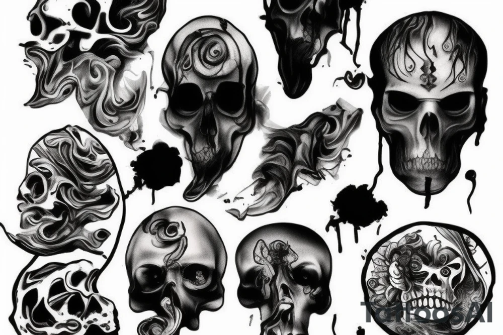 Cracked skull leaking smoke tattoo idea