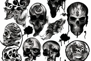 Cracked skull leaking smoke tattoo idea