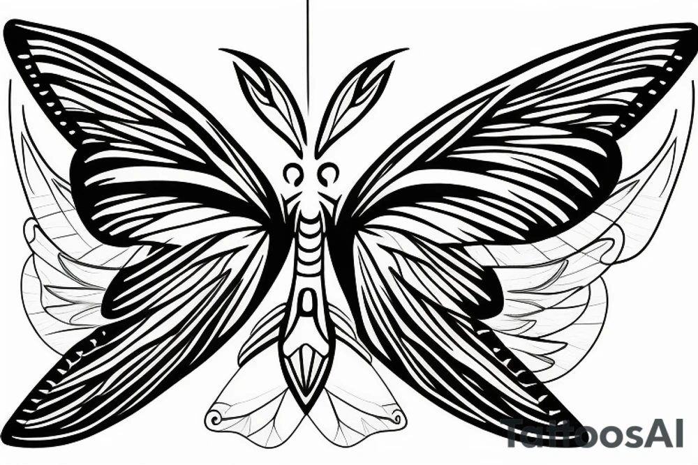 Moth with spread wings top view tattoo idea