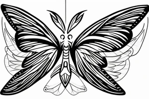 Moth with spread wings top view tattoo idea