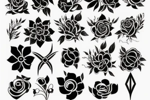 Feminine postmodern flowers tattoo idea