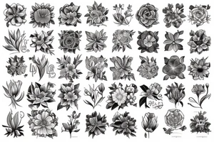 Feminine postmodern flowers tattoo idea