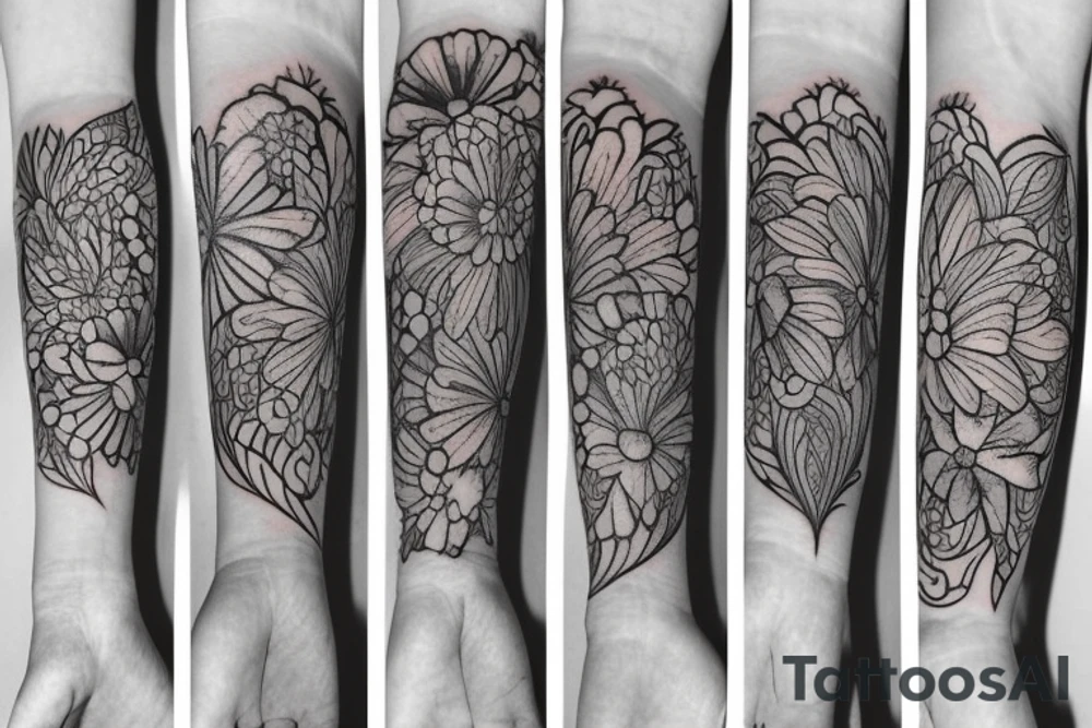 Feminine postmodern flower pattern tattoo idea
