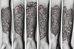 Feminine postmodern flower pattern tattoo idea