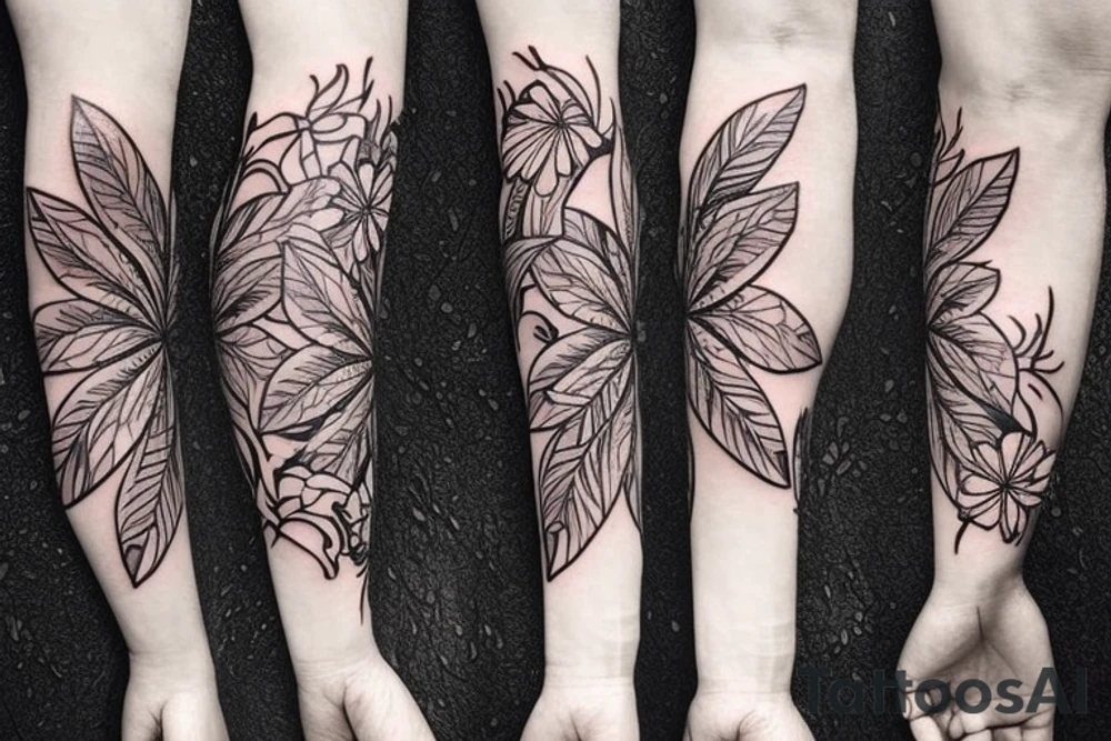 Feminine postmodern flower pattern tattoo idea