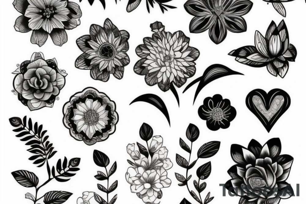 Feminine postmodern flower pattern tattoo idea