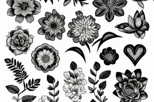 Feminine postmodern flower pattern tattoo idea