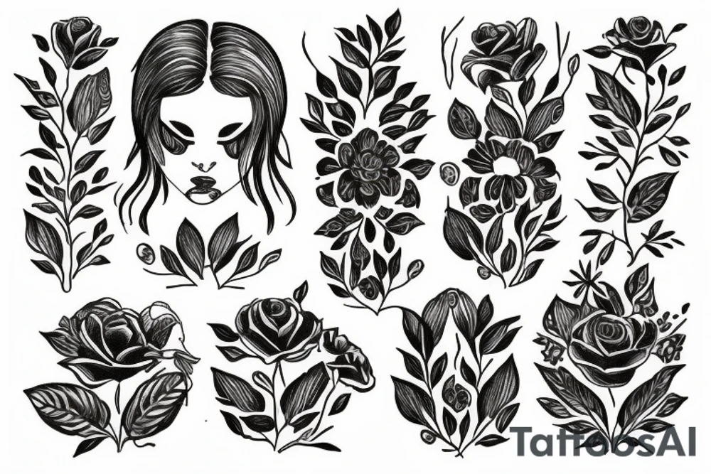 Feminine postmodern flower pattern tattoo idea