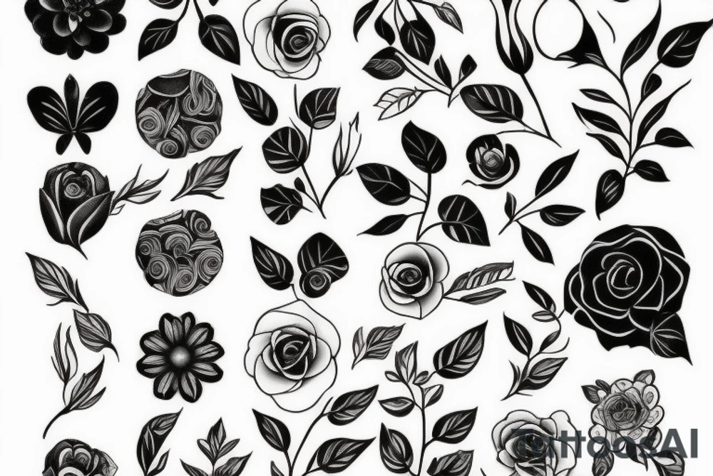 Feminine postmodern flower tattoo idea