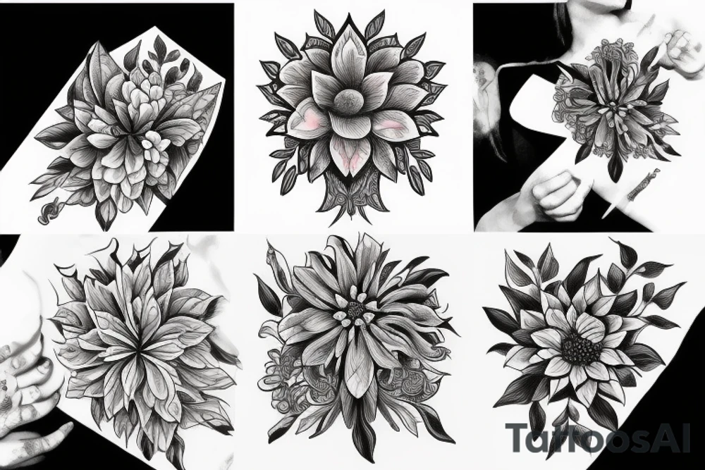 Feminine postmodern flower tattoo idea