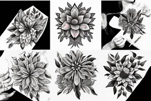 Feminine postmodern flower tattoo idea