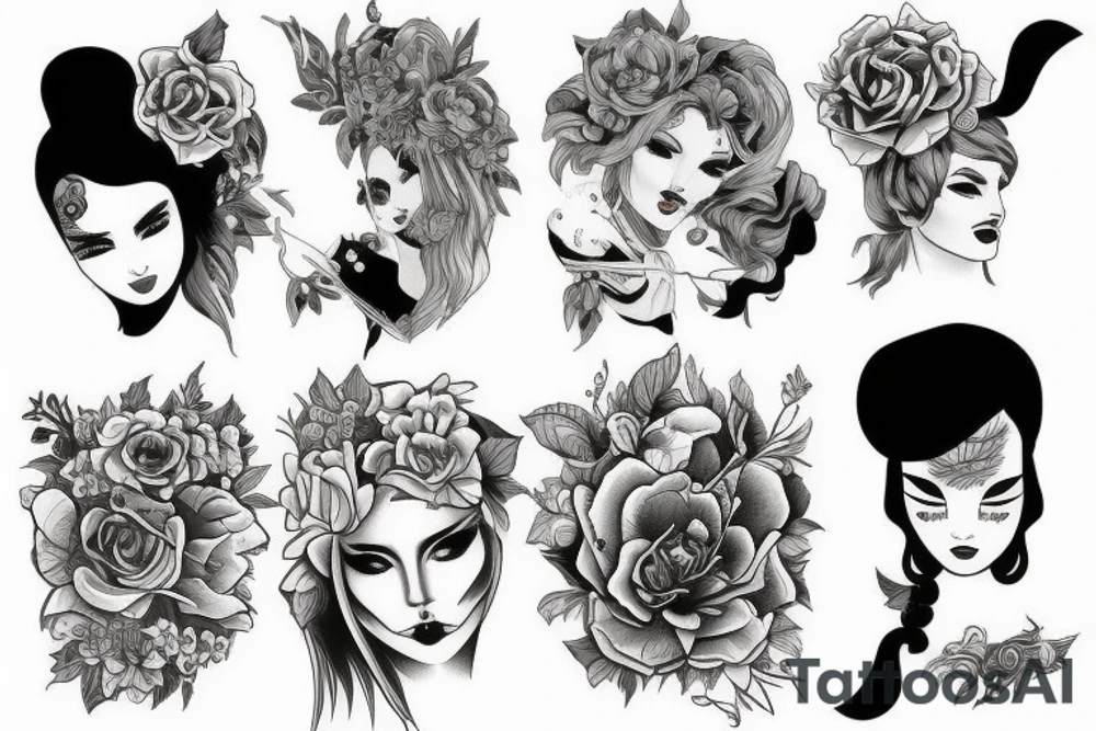 Feminine postmodern band tattoo idea