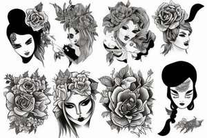 Feminine postmodern band tattoo idea