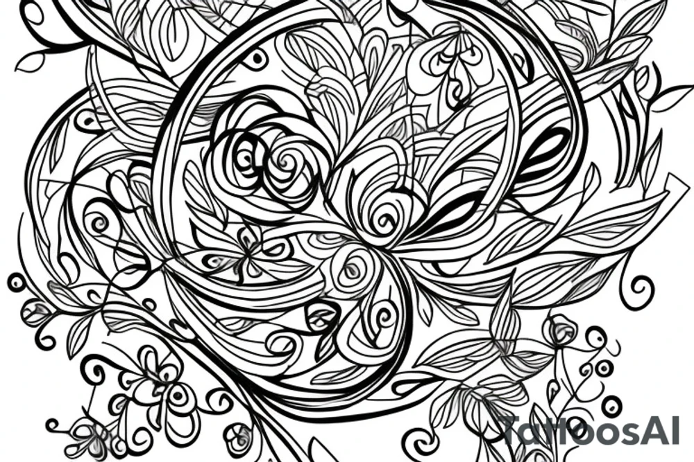 Sketch for an organic style tattoo of a beautiful twig and flower tattoo idea