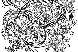 Sketch for an organic style tattoo of a beautiful twig and flower tattoo idea