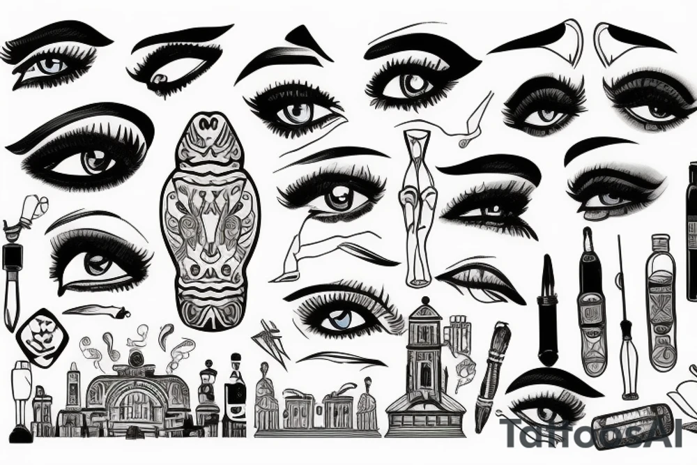 yerevan, pubs, mountains and eyes tattoo idea