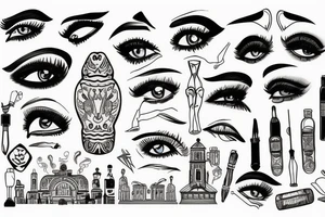 yerevan, pubs, mountains and eyes tattoo idea