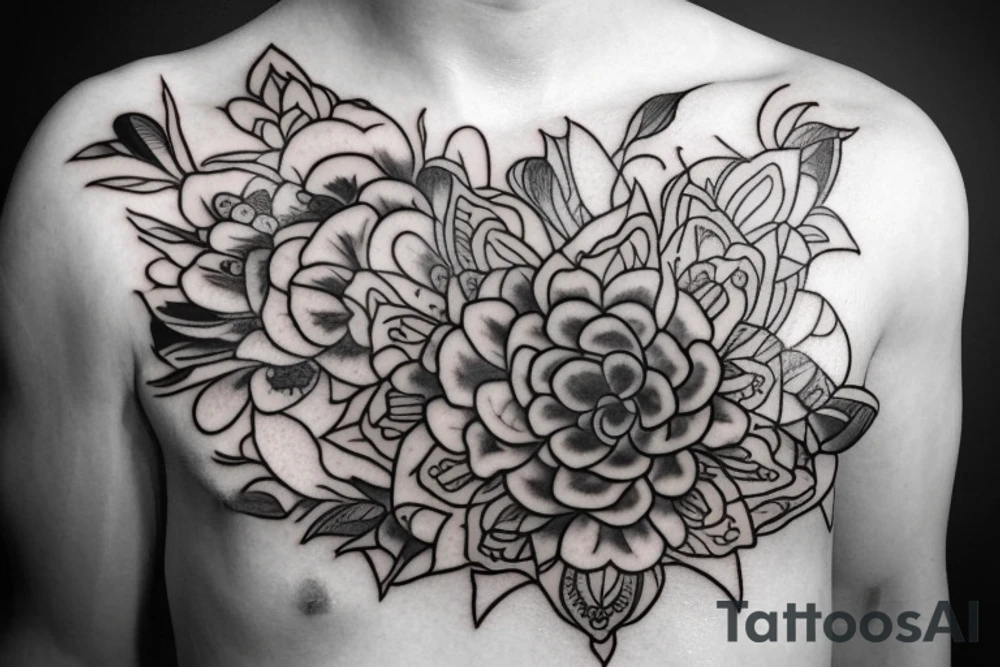Baby Buddhist monk flower tattoo idea