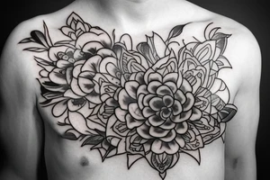 Baby Buddhist monk flower tattoo idea