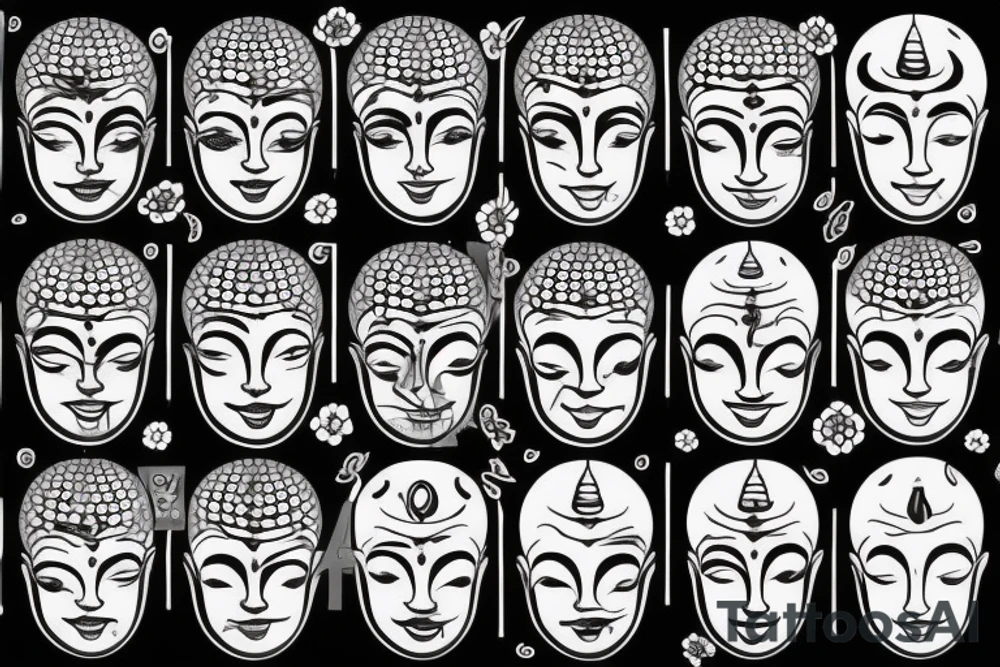 Baby Buddhist monk flower tattoo idea