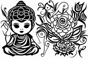 Baby Buddhist monk with flower tattoo idea