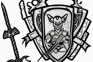 3 guard mouse one with a beer and a sord on with a axe and a shield one with and staff tattoo idea