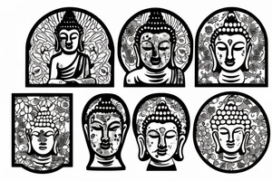 Cameo Buddha surrounded by flowers tattoo idea