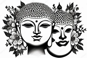 Cameo baby Buddha surrounded by flowers tattoo idea