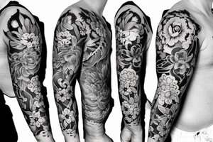 Cameo baby Buddhist monk surrounded by flowers tattoo idea