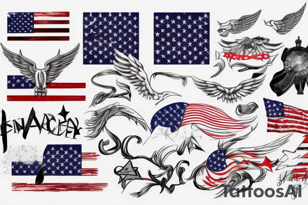 Wing, American flag, military tattoo idea