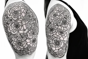 Cameo baby Buddhist monk surrounded by flowers tattoo idea