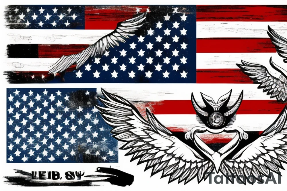 Wing, American flag, military tattoo idea