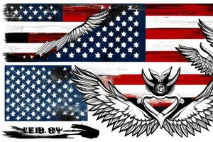 Wing, American flag, military tattoo idea