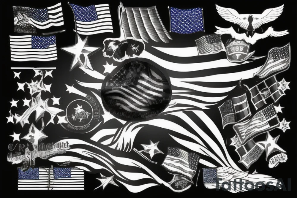 Wing, American flag, military tattoo idea