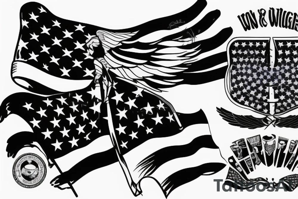 Wing, American flag, military tattoo idea