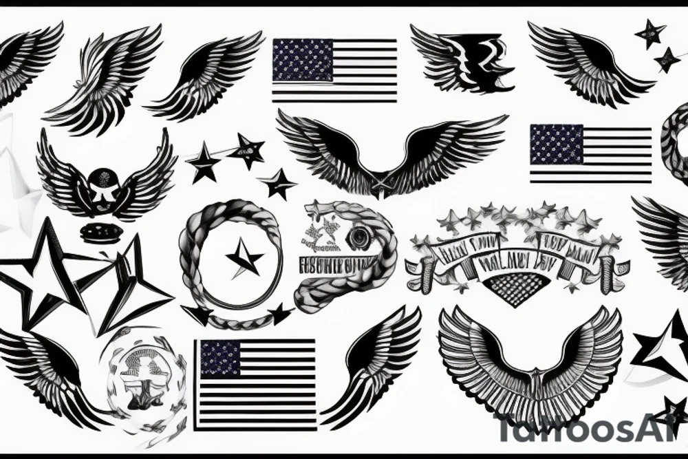 Wing, American flag, military tattoo idea