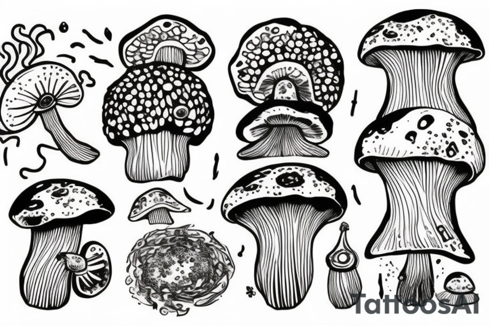 Mushrooms and 3rd eye tattoo idea