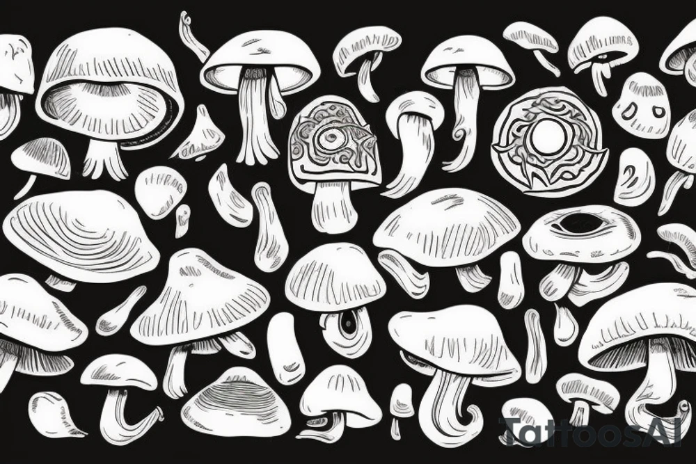 Mushrooms and 3rd eye tattoo idea