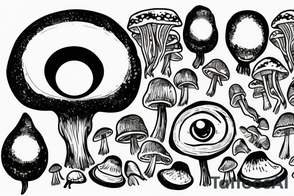 Mushrooms and 3rd eye tattoo idea