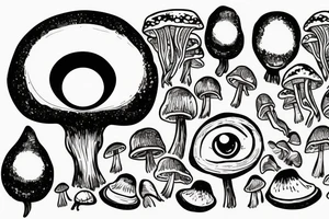 Mushrooms and 3rd eye tattoo idea