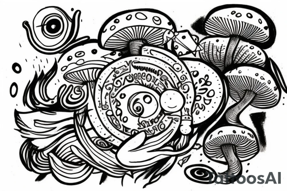Mushrooms and 3rd eye pineal gland tattoo idea