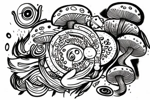 Mushrooms and 3rd eye pineal gland tattoo idea